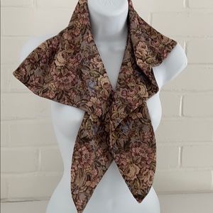 Classic Vintage Muted Flower Print Spring/Summer Professional Womens Dress Scarf